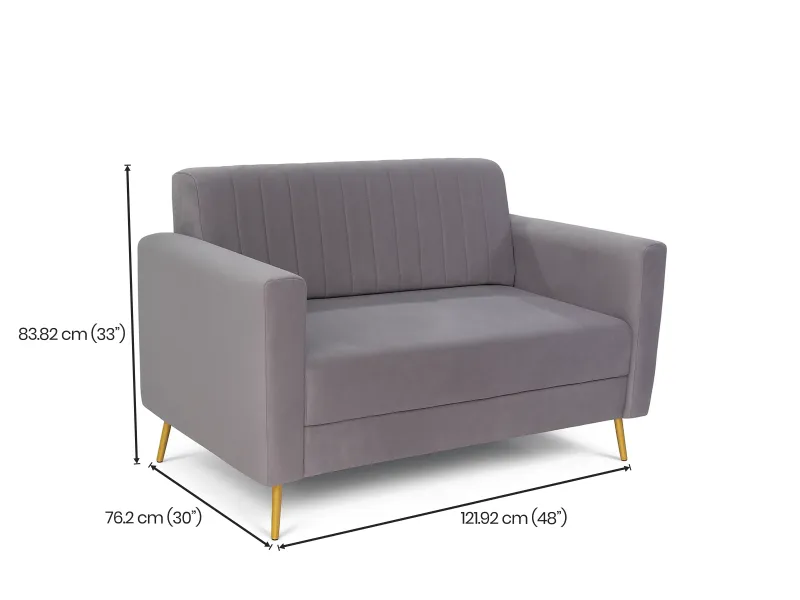 Tulip Upholstered 2 Seater Sofa in Grey Color